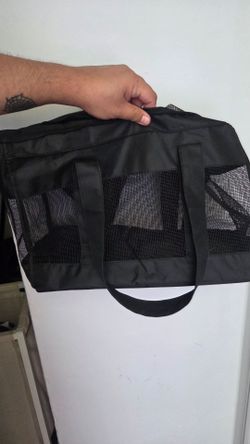 Small Black Mesh Pet Carrier with Handles