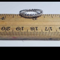 Natural Diamond Eternity Ring Band, 925 Sterling Silver, Size 7