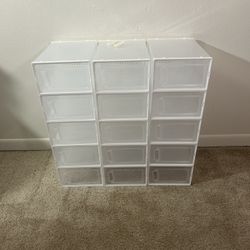 Kuject 15 Pack Shoe Storage Boxes, Large Clear Plastic Stackable Shoe Organizer