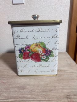 Decorative Fruit Print Metal Tin with Lid