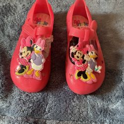 Pink Sparkle Minnie Mouse Jelly Shoes Size 10 Nuevos