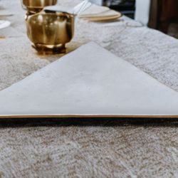 Vintage Thick Polished Triangle Aluminum Alloy Tray/Platter 18.25"W×0.8"H