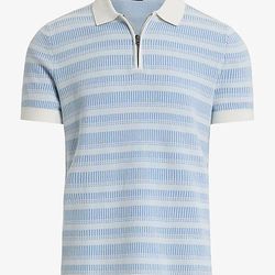 Men's Striped Geo Cotton Short Sleeve Sweater Polo Size XXL