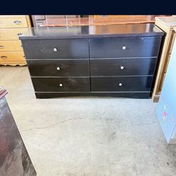 🎁BLACK COLOR QUEEN/FULL SIZE BED FRAME WITH BOXPRING, & DRESSER/6 DRAWER 🎁