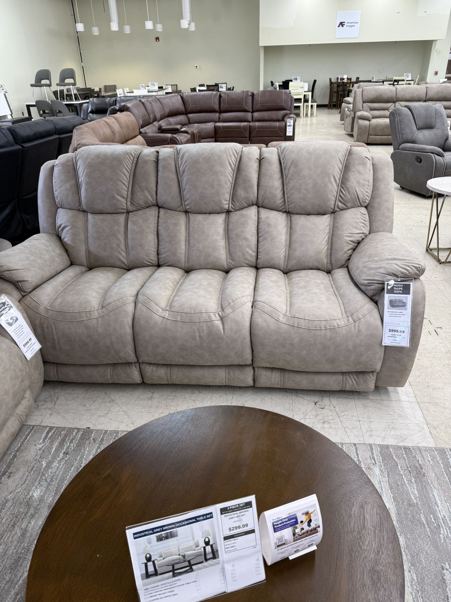 Hugo Taupe Power Reclining Sofa