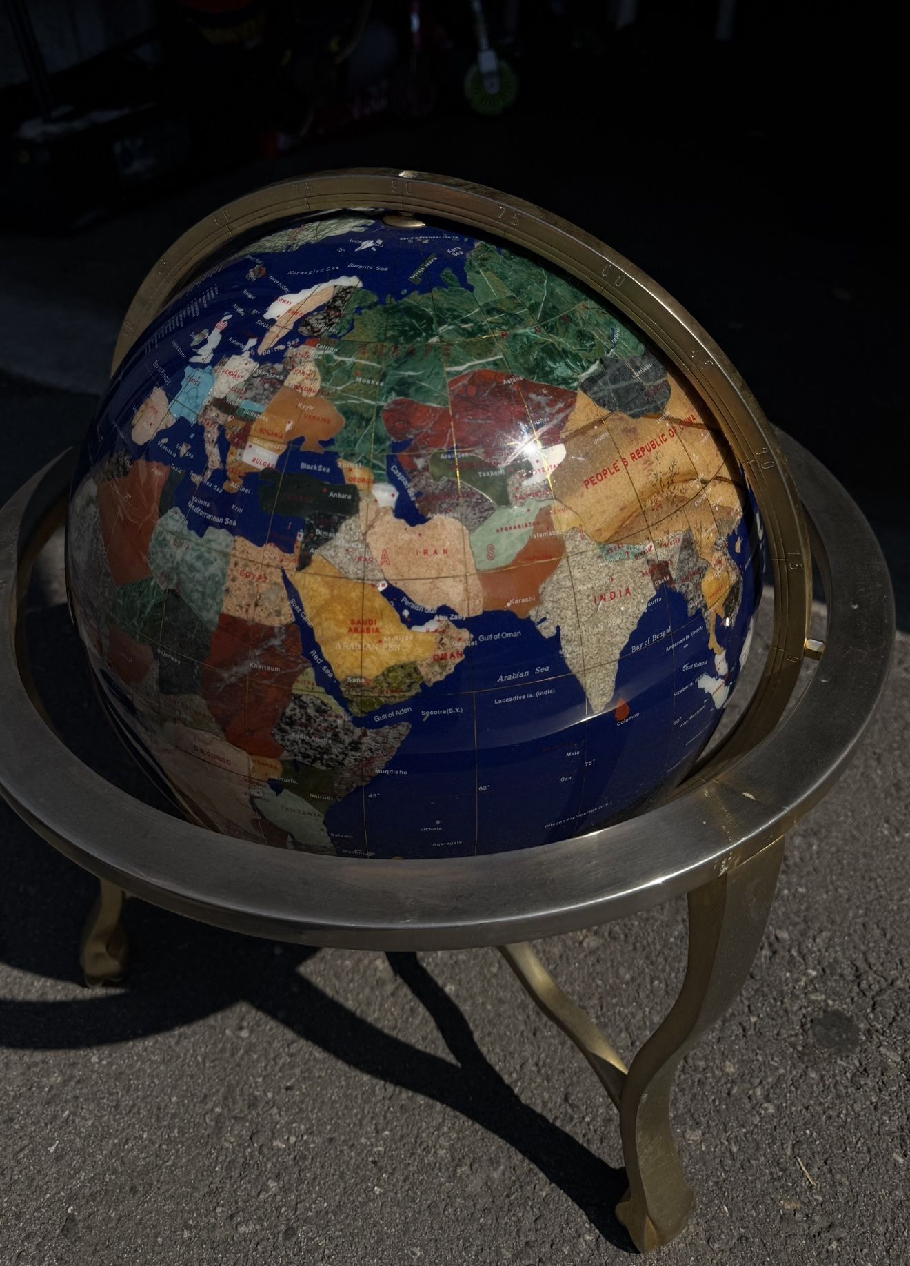 Gemstone Table World Map Spinner Globe 