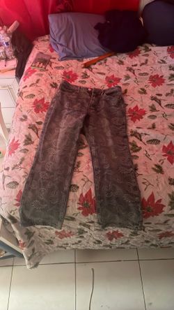 Bandana pattern blue denim jeans