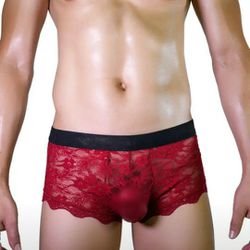 Men's Sexy Lace Sheer Breathable Quick Drying Boxer Brief