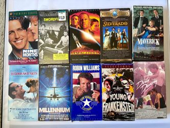 Vintage VHS movie lot  Lot of 10 movies includes nine months, Armageddon, sword fish, as good as it gets, millennium, good morning viet nam, young Fra