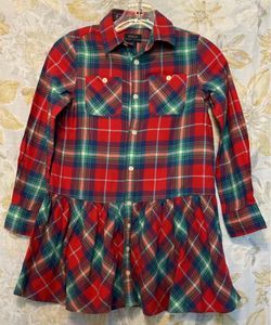 Polo Ralph Lauren girls plaid dress size 8, classic red plaid, perfect holiday or special occasion