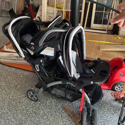 Double Stroller With Baby Car Seat And Car Base BARELY USED