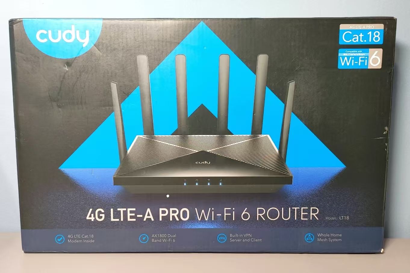 Cudy LT18 4G LTE -A Pro WiFi 6 Router Black AX1800 Dual-Band Built In VPN