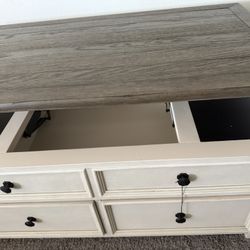 Farmhouse Coffee table With lift Top & Drawers