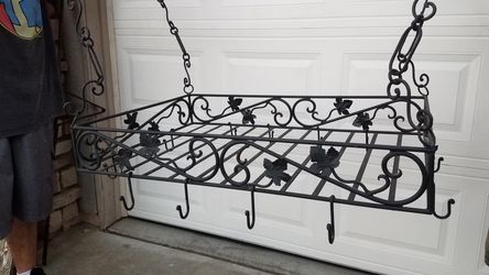 Hanging wrought iron pot rack