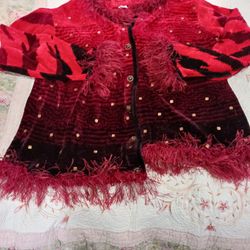 Sweater Sweater Red Fringe XL Boutique Brand