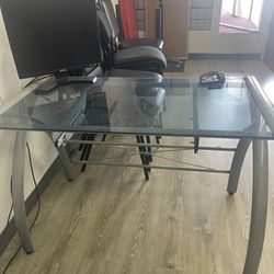 Glass Desk And Office Chairs - Office Closing