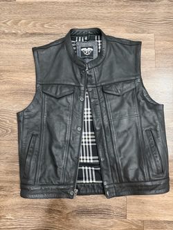 Highway 21 Men's Black Leather Vest Size Large