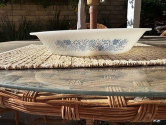 Glasbake Blue Clover and Thistle divided dish 1950s # J2352