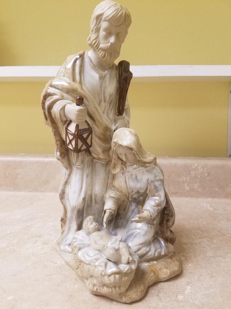 Ceramic Statue of Holy Family 14in tall