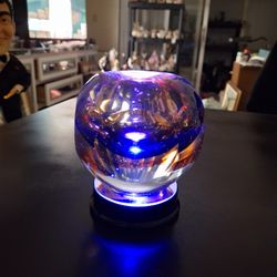 Vintage Murano Style Hand Blown Sommerso Faceted Votive Paperweight 4"  Beautiful Ambers & Browns LED LIGHT INCLUDED 