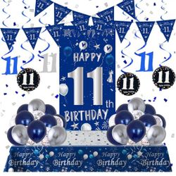 Blue And Silver 11th Birthday Decoration