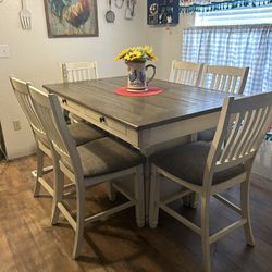Farmhouse Dinning Room Table With Six Chairs