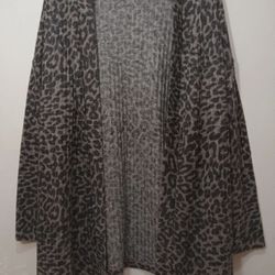Rebecca Malone Womens Animal Print Cardigan-Black and gray size Large pre-owned