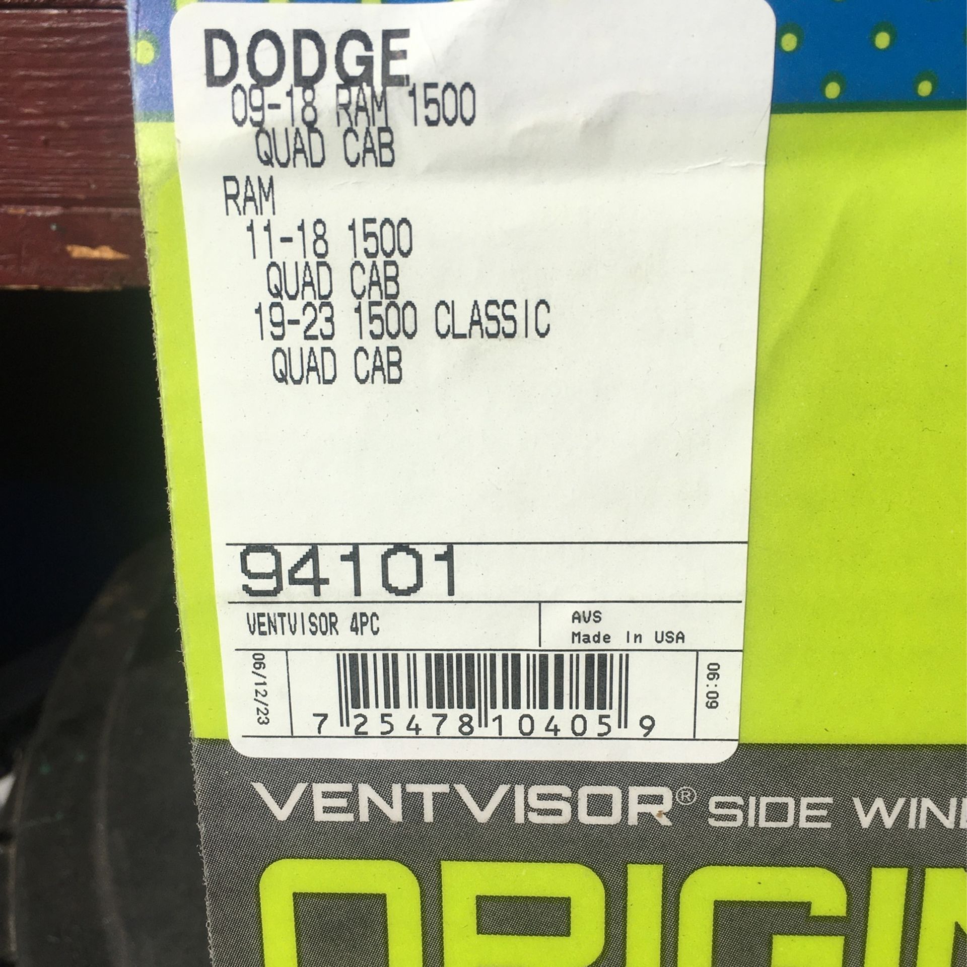 Ventvisor For Dodge- Ram Pick Up Trucks