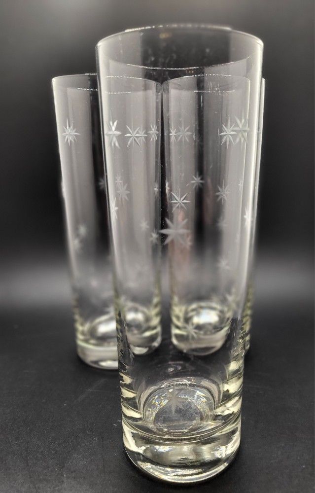 Vintage MCM Atomic Tom Collins Glasses Set Of 4