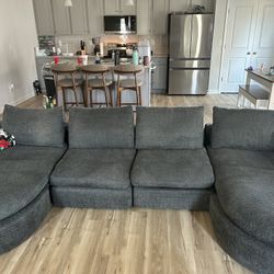 Grey 6-Piece Modular Sectional Couch – Like New
