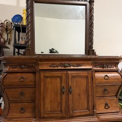 Dresser With Mirror  And Matching Bench 