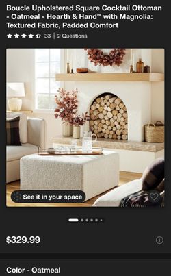 Boucle Upholstered Square Cocktail Ottoman 