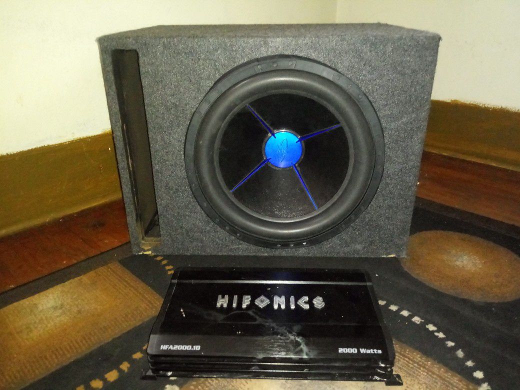 Hifonics 2000w amp with box
