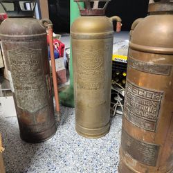 Vintage Brass Fire Extinguisher Fireman Antique Collectible