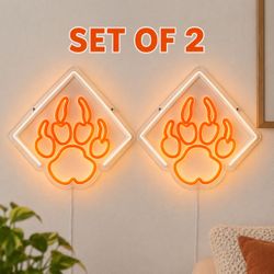 Paw Print Neon Wall Sign Set of 2