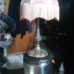 Antique Brass Lamp With Shade