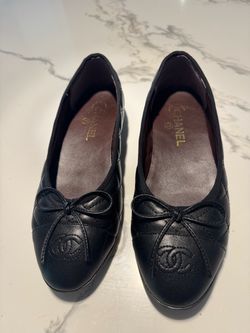 Chanel Black Quilted Leather Ballet Flats
