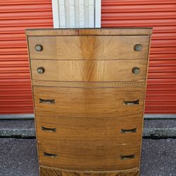 Vintage Art Deco 5 Drawer Dresser Chest