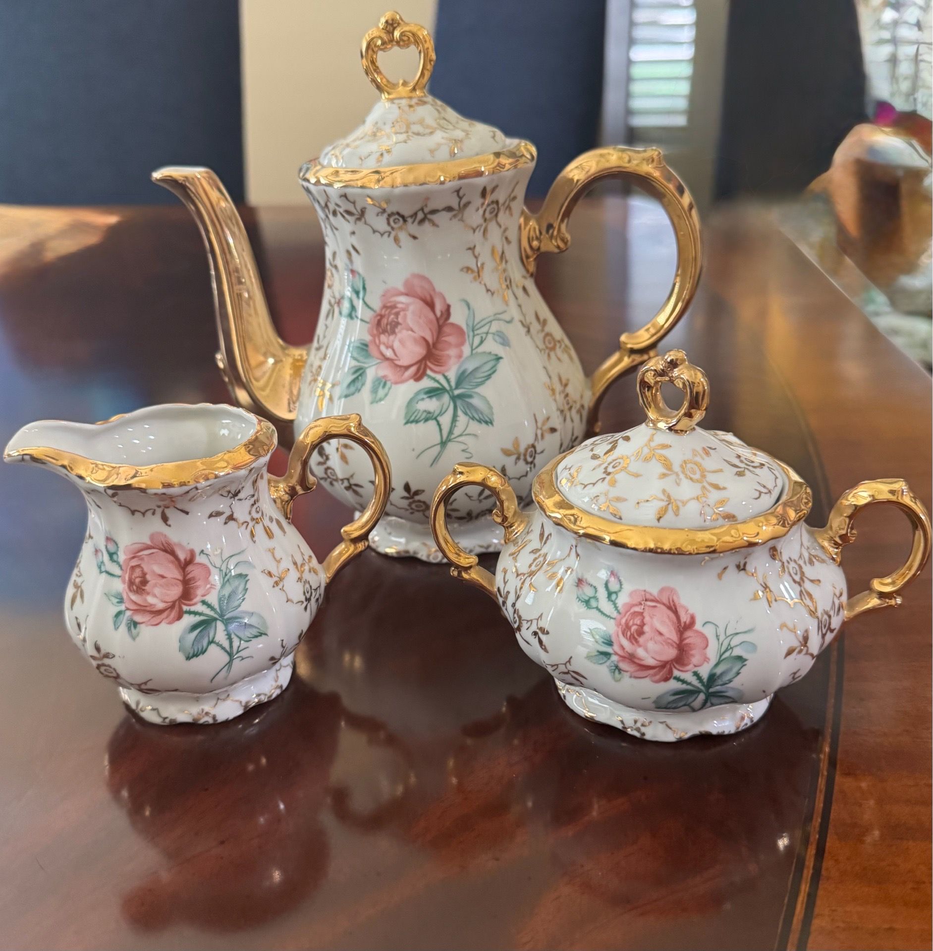 Bayreuther German vintage porcelain coffee pitcher with creamer sugar