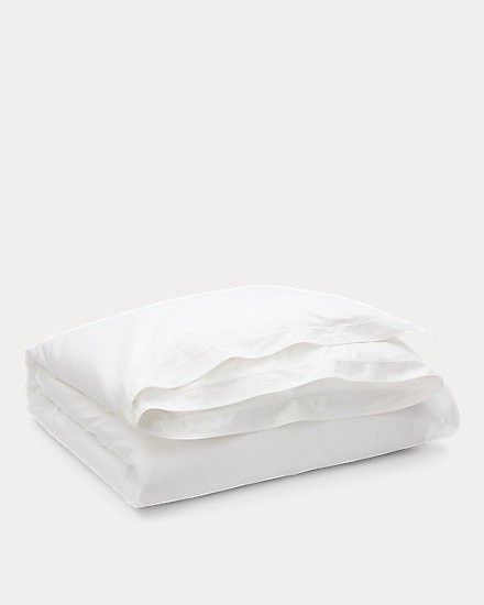 Queen/Full Size - Ralph Lauren "Spencer" Duvet Cover, White w/ White Border