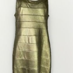 Oleg Cassini Gold Glittered Tiered Dress 12 Lined Sleeveless Party Formal Mini