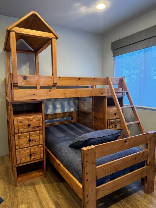 Solid Pine Bunk Bed and Dresser Set