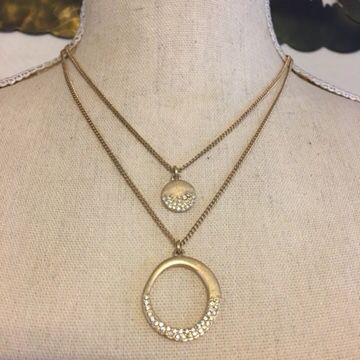 Kenneth Cole layered rhinestone disc necklace
