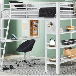 Loft Bed with Desk and Bookcase 