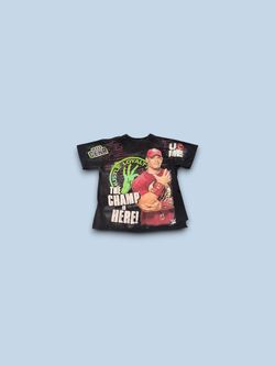 Vintage John Cena WWE Shirt Youth Boy Small 6 Black All Over Print Champ Is Here