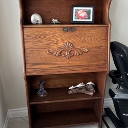 Solid Oak Drop-Front Secretary Desk – Vintage, Excellent Condition