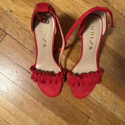 Beautiful Red Open Toe Shoes Like New