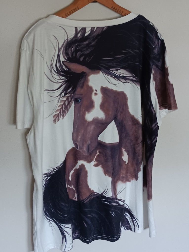 Horse Print Tshirt Womens Size Xl
