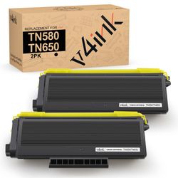 v4ink 2-Pack Compatible Toner Cartridge Replacement for Brother TN580 TN620 TN650 High-Yield Work with HL-5240 HL-5250 HL-5340 HL-5370 MFC-8460 MFC-84