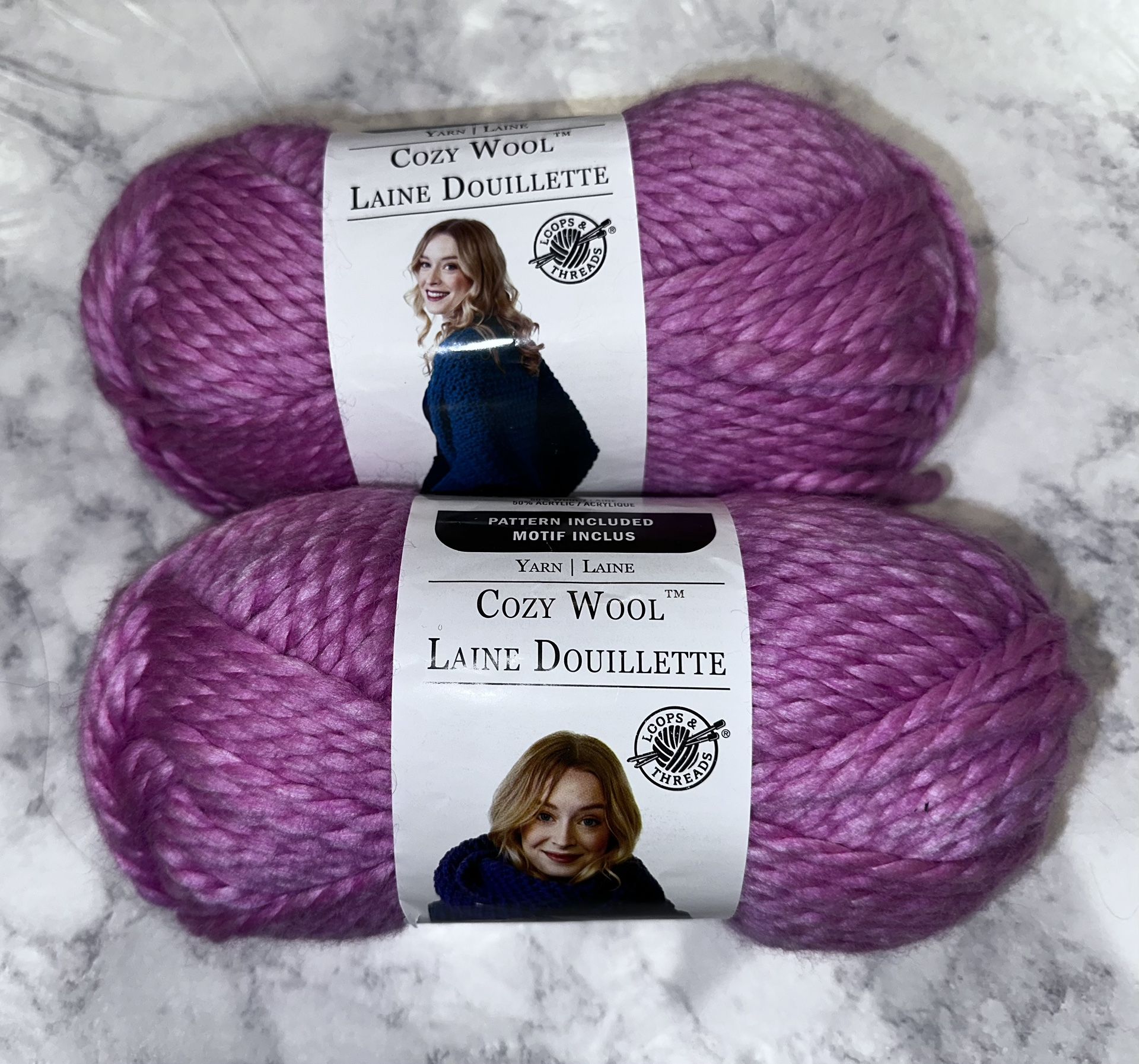 New 2 Skeins Loops & Threads Cozy Wool Yarn Petal Pink Size 6 Super Bulky